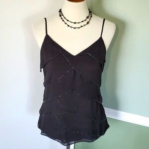 Lapis Layered Gray Chiffon Sleeveless Top